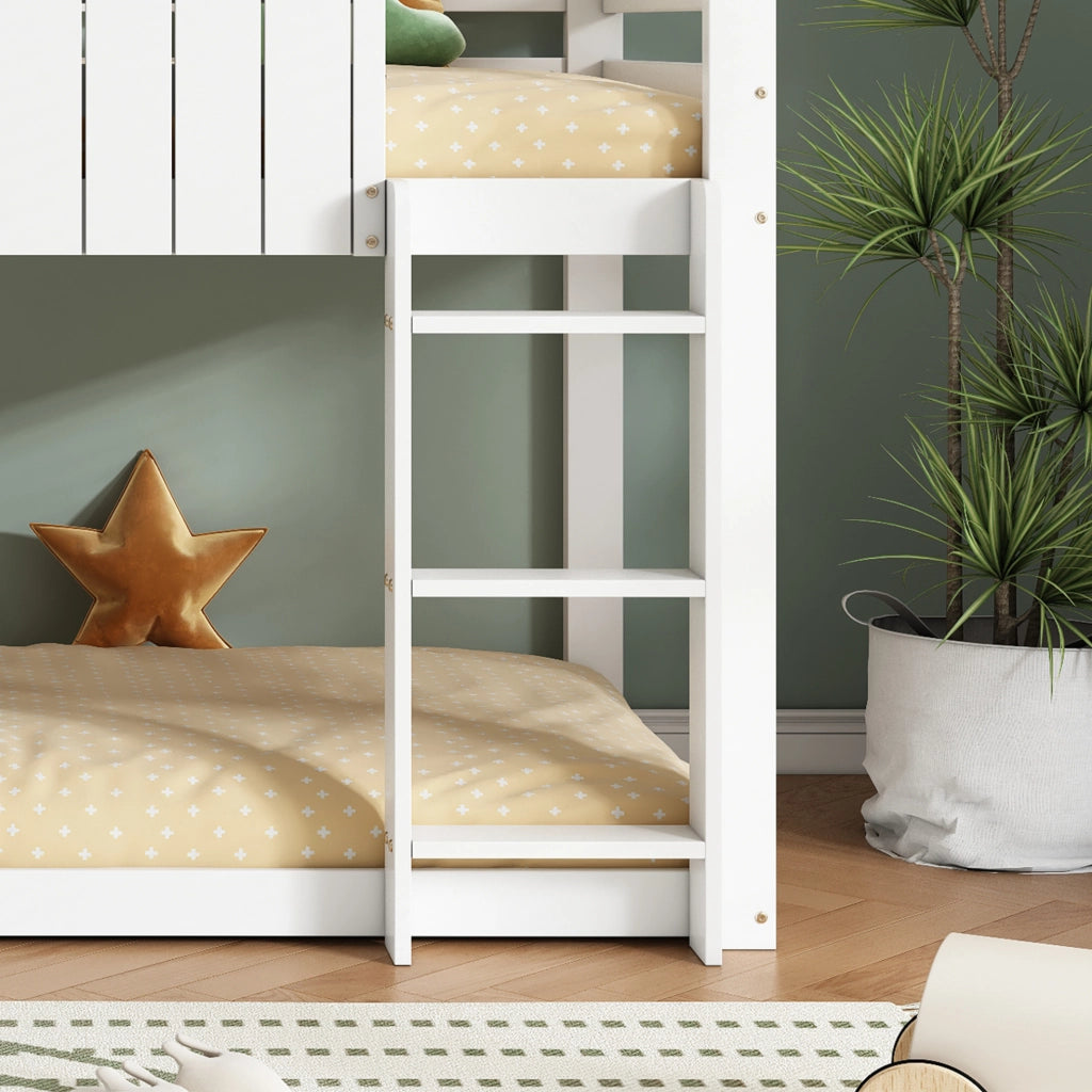 Letto a soppalco per bambini con forma casa e scala a 3 gradini