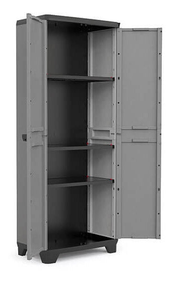 Armadio da Esterno 3 Ripiani 68x39x173H cm in Plastica Keter Stilo Alto Grigio