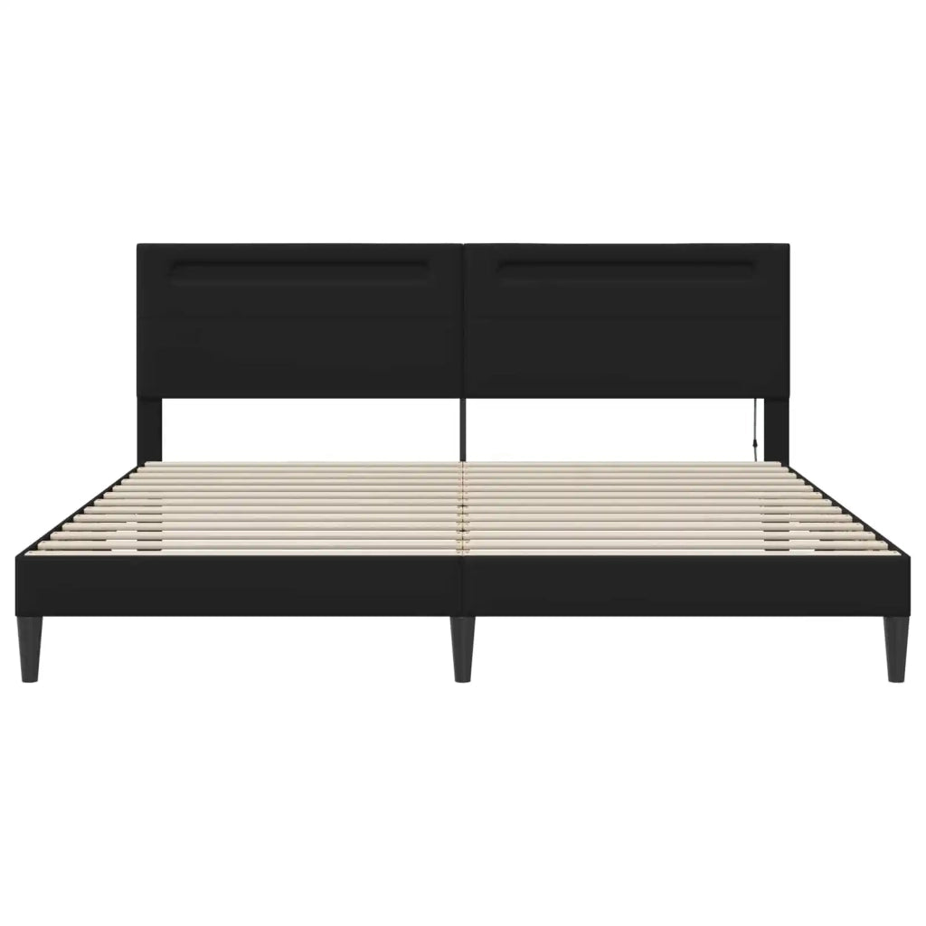 Struttura del letto con testiera-Giroletto Nero 180 x 200 cm Similpelle 282717