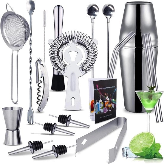 Set di Shaker per Cocktail - 20 pezzi - Acciaio Inossidabile - 750ML