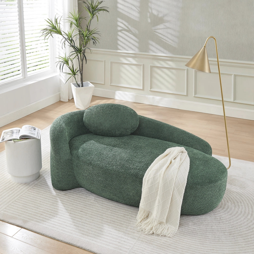 Divano Sofa Morbido Velluto Verde con Cuscini ¨C MINIMAL ¨C Tessuto Teddy