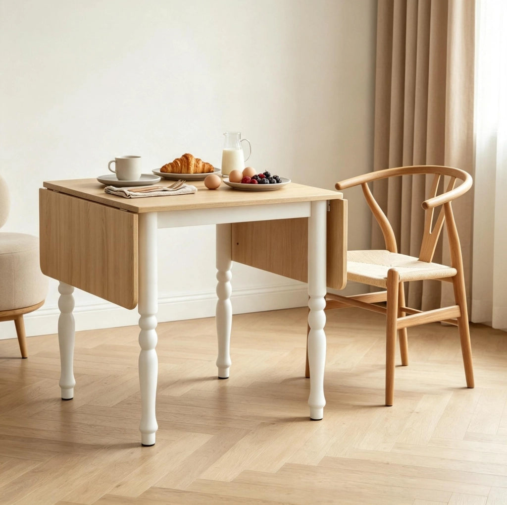 Tavolo da pranzo pieghevole allungabile in MDF e acciaio, fino a 6 posti, superficie effetto legno naturale, 74-134 cm
