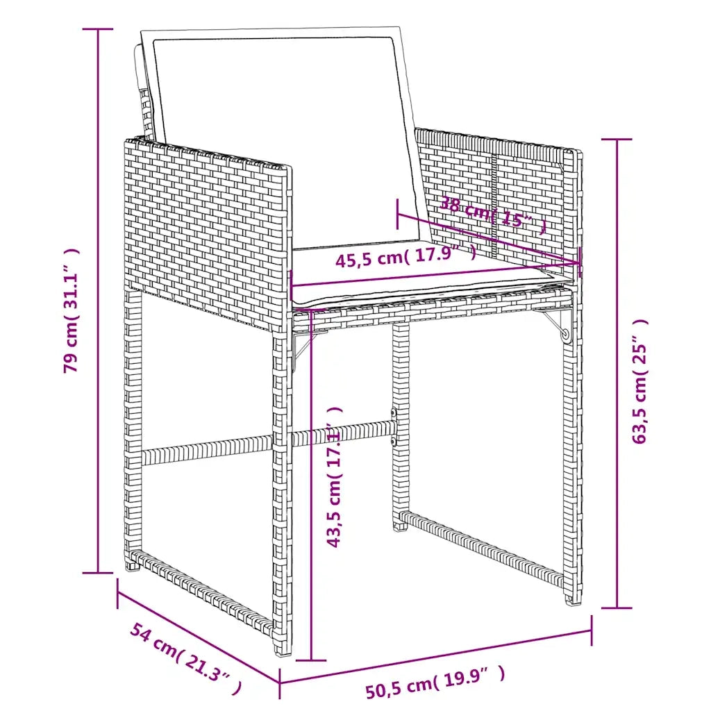 Set da Pranzo da Giardino 13pz con Cuscini Grigio in Polyrattan 3278170