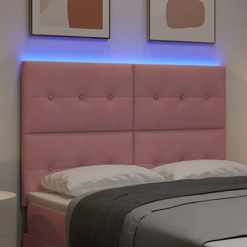 Testiera | Testata LED con strisce LED Rosa 160 cm Velluto