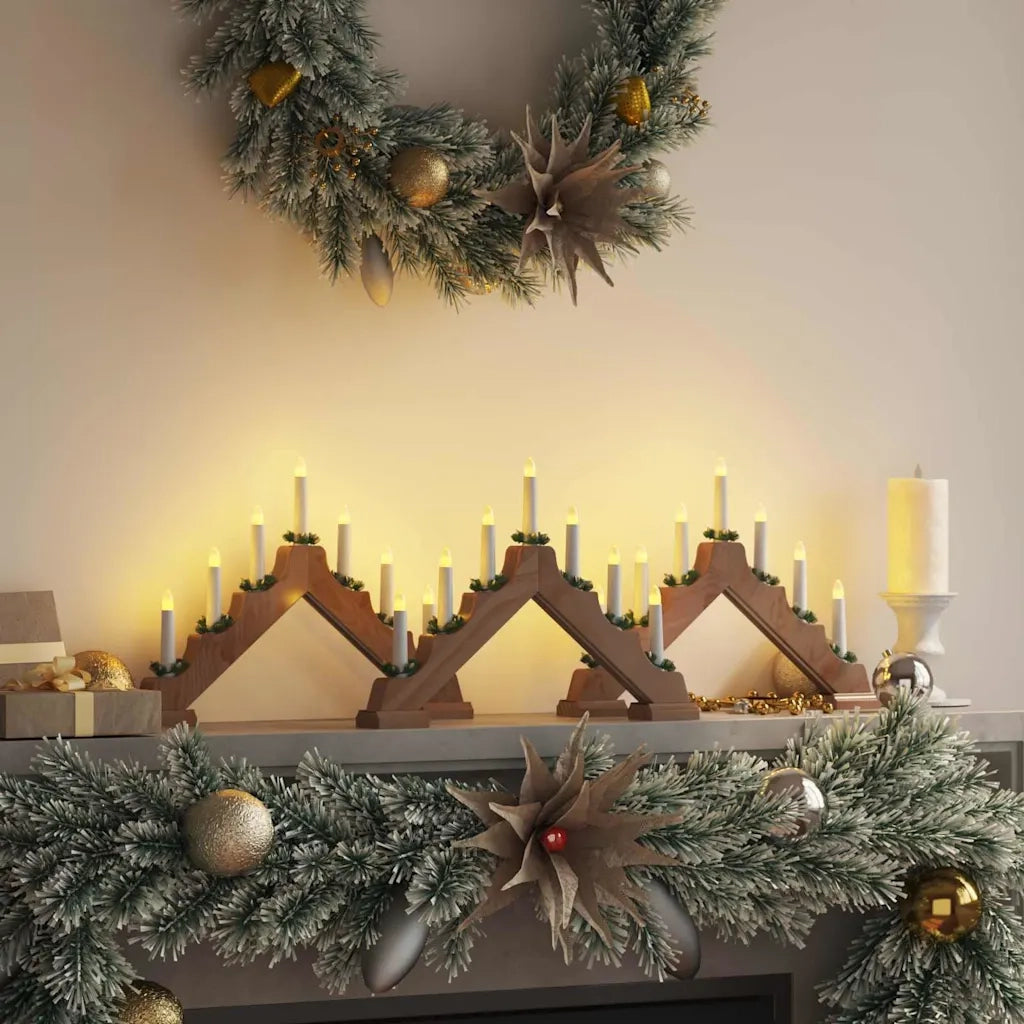 Ponte con Candele di Natale 3 pcs Marrone 39.5 x 5 x 29 cm 42019702