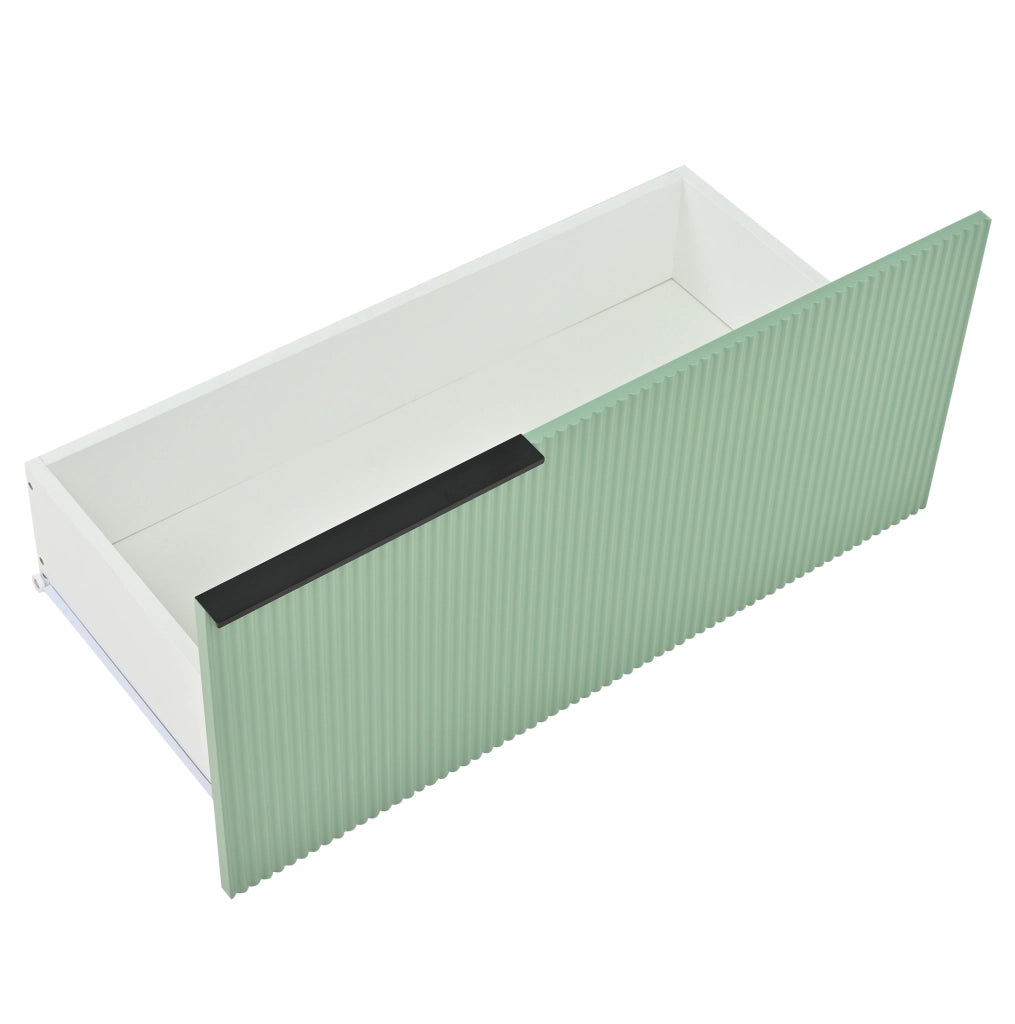 Mobile lavabo da bagno con lavabo in ceramica e cassetti in MDF verde