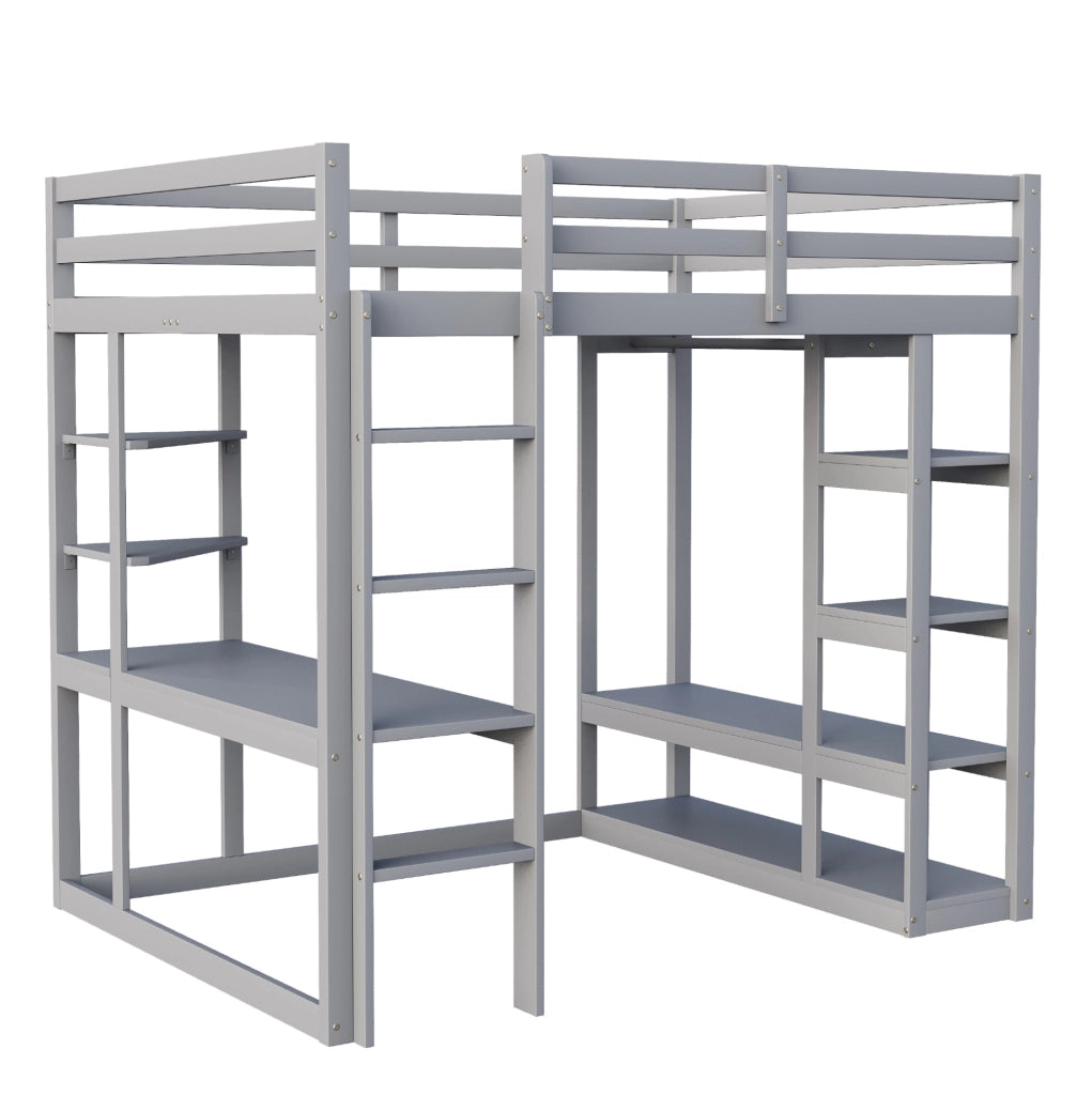Letto a soppalco multifunzione con scrivania e spazio contenitivo