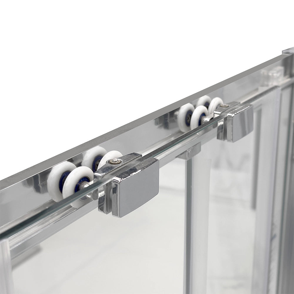 Box doccia angolare 90x150 con porta scorrevole in vetro trasparente Ted