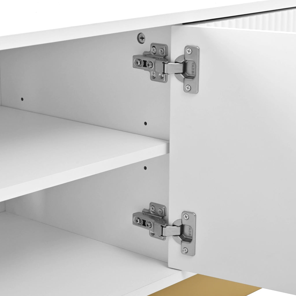 Mobile TV bianco da soggiorno con 3 ante; ripiano regolabile e gestione cavi; MDF e PB; 170 × 40;5 × 47 cm