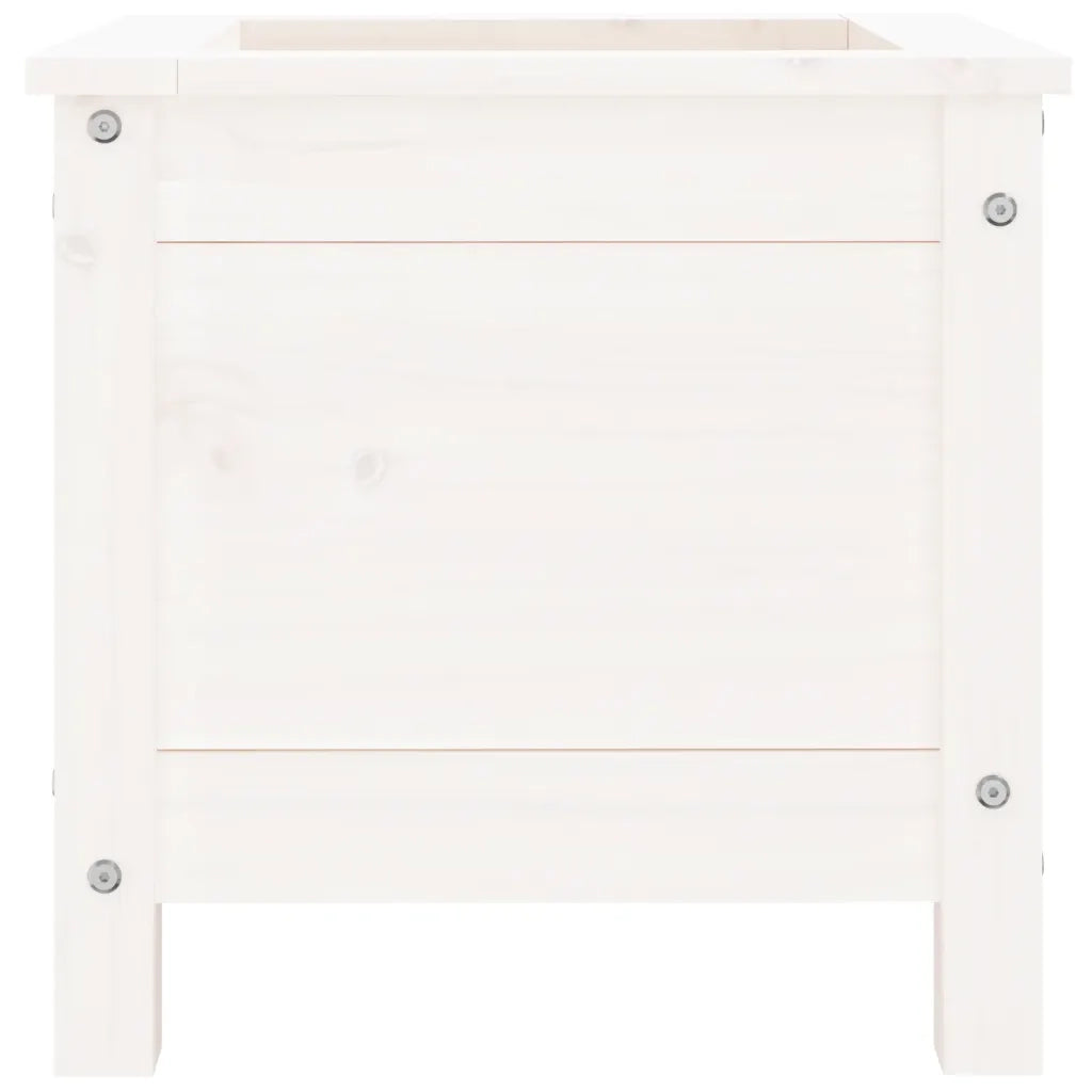Fioriera da Giardino-Vaso da Esterno Bianca 40x40x39 cm Legno Massello di Pino