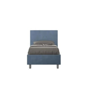 Letto singolo contenitore imbottito 80x190 microfibra blu Adele