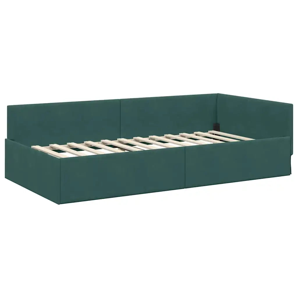Struttura Letto Angolare con Materasso 2 pcs Verde Velluto 3393646