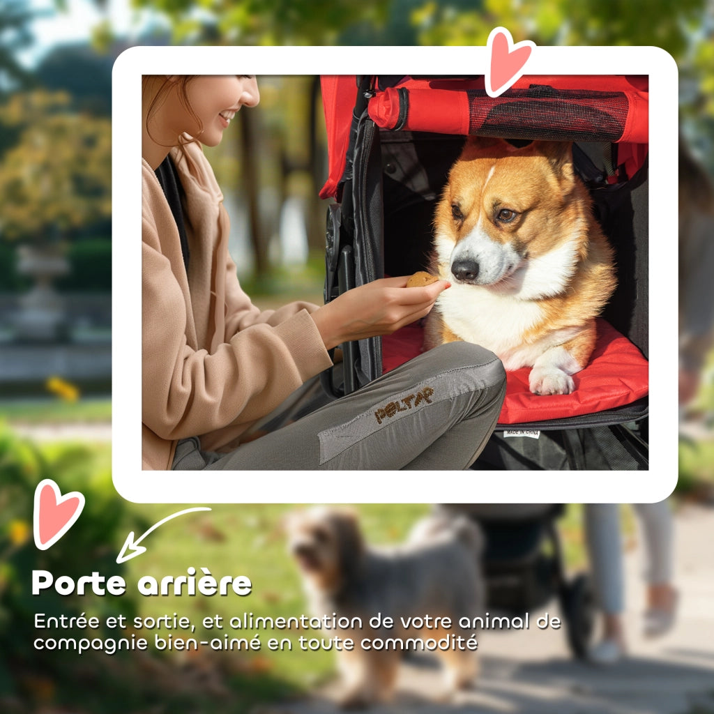 Carrello per cani pieghevole 3 ruote ¨C Minimal ¨C 109,5x57,5x106,5cm rosso