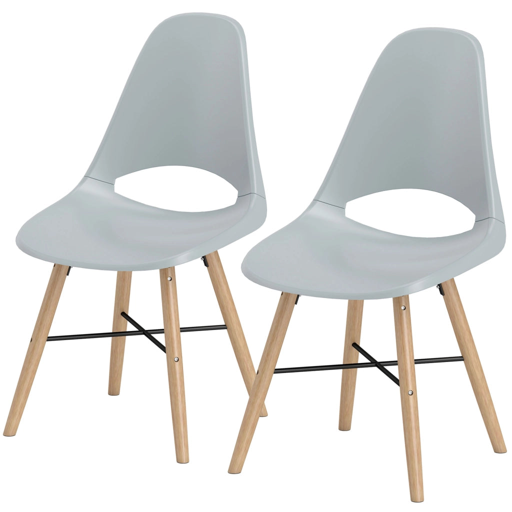 Set 2 Sedie da Pranzo ¨C Zephmum ¨C Plastica e Legno Grigio