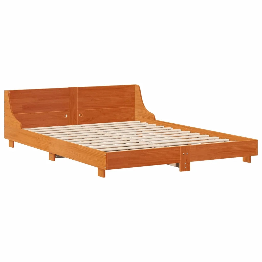 Letto senza Materasso-Struttura Letto Marrone Cera 140x190 cm in Legno di Pino 546675