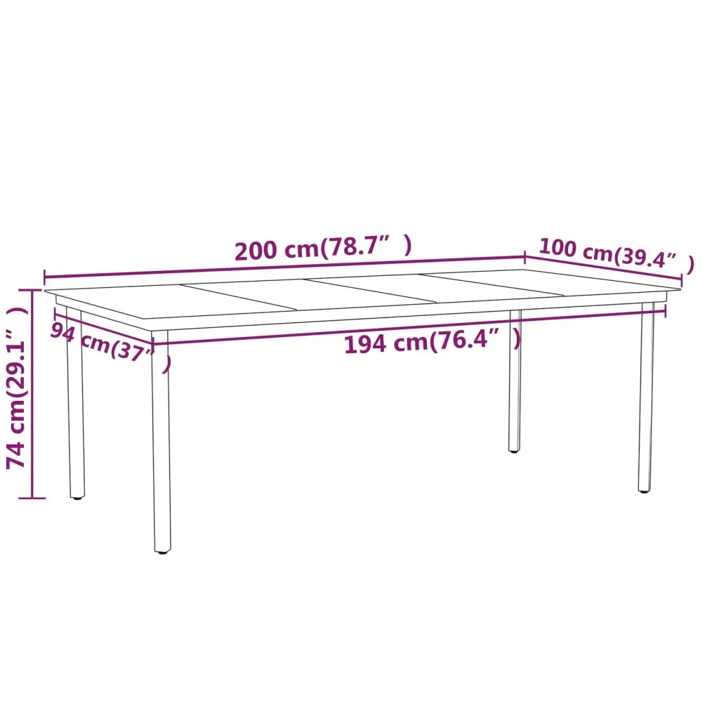 Set da Pranzo da Giardino 9 pz Nero 3099082