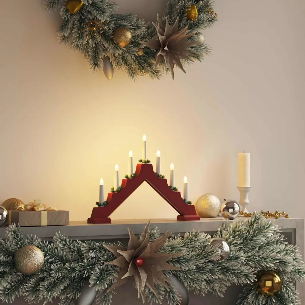 Ponte con Candele di Natale con 7 LED Rosso 39.5 x 5 x 29 cm 42019705