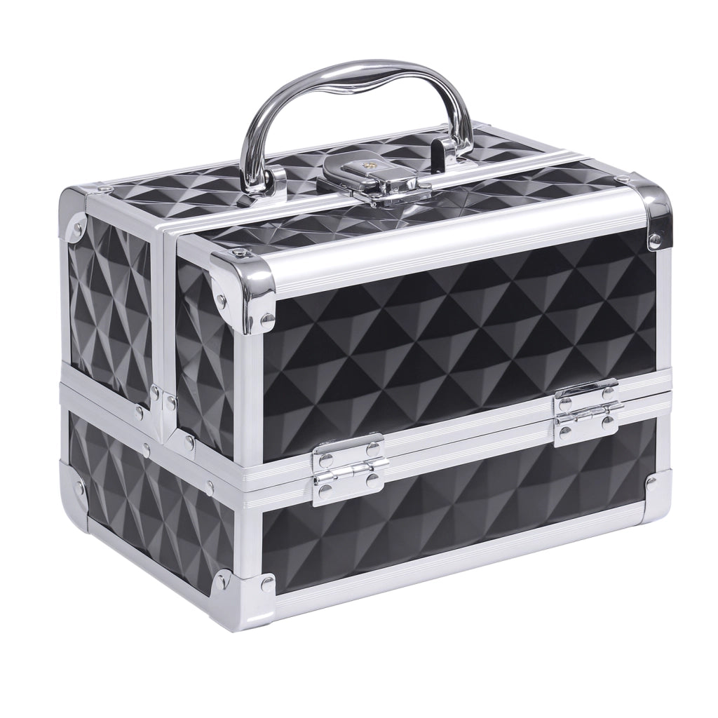 Cassettiera da trucco con specchio e 3 livelli ¨C Minimal ¨C nero 20x15x15 cm