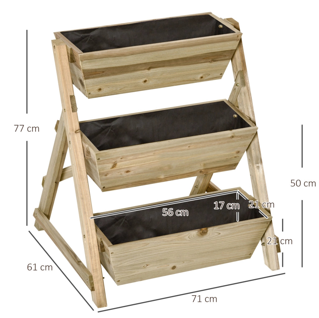 Fioriera a scala in legno a 3 livelli 71x61x77 cm