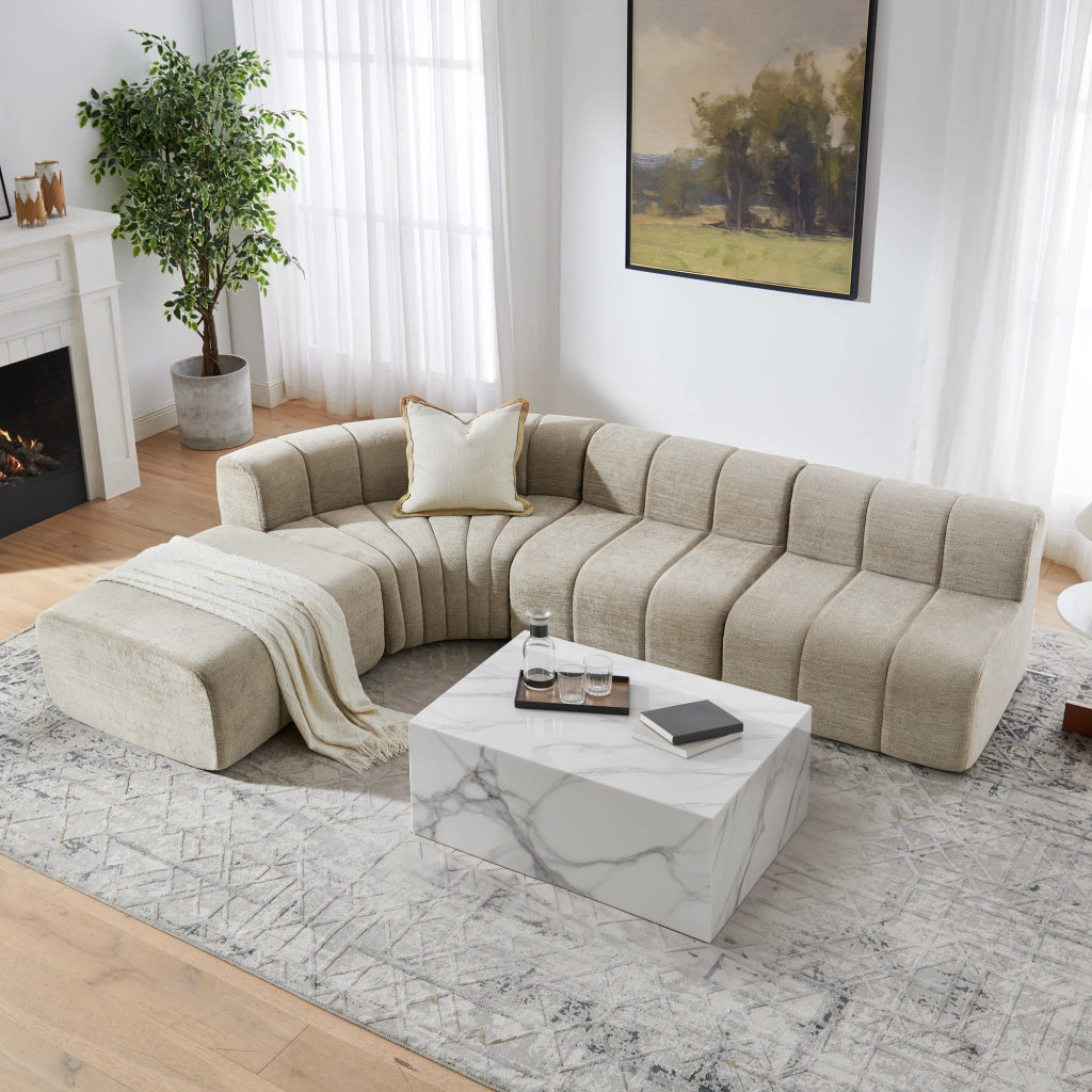 Divano angolare modulare 4 posti - con moduli combinabili e seduta versatile - marrone
