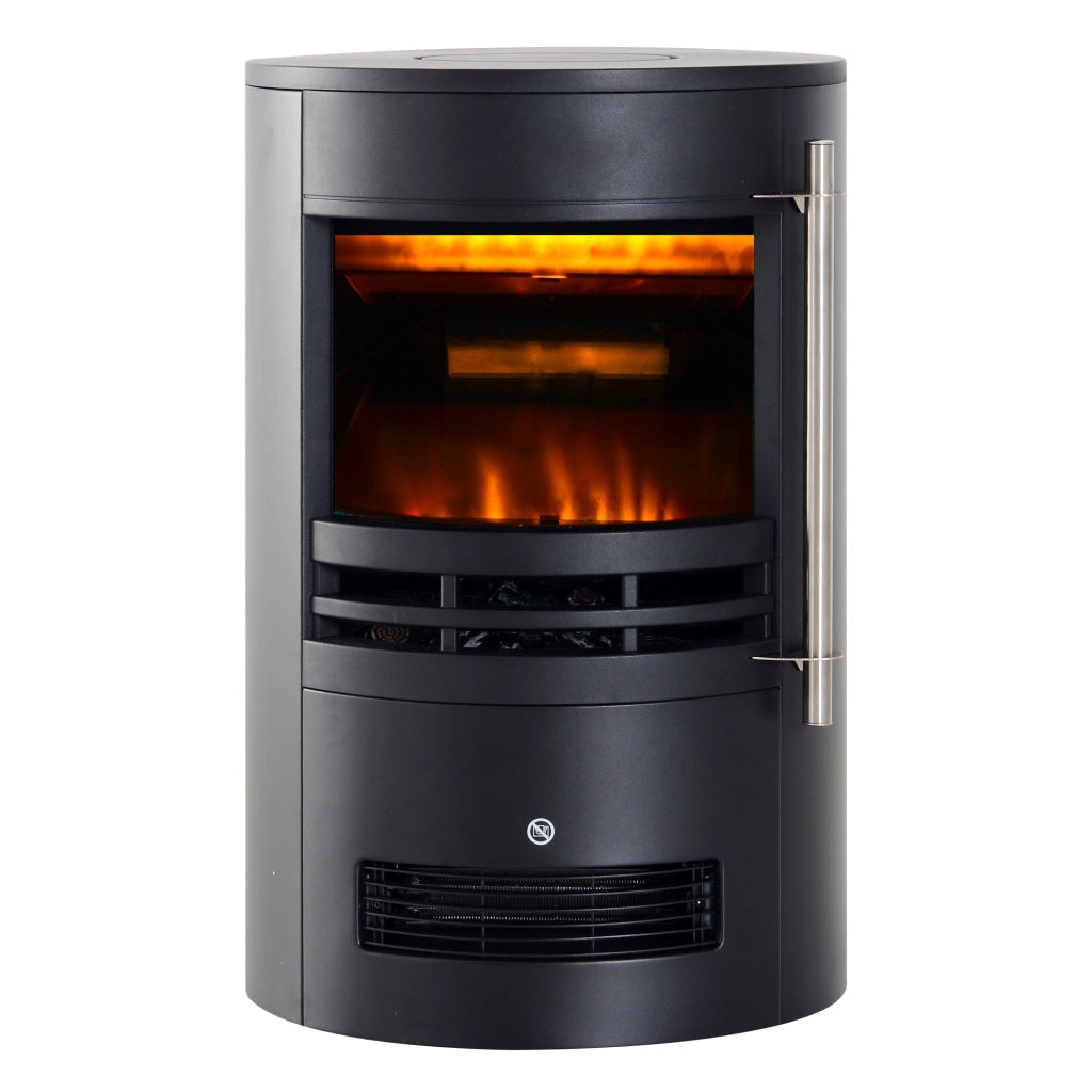 EasyComfort Camino Elettrico da Terra 900W/2000W con Effetto Fiamma, Caminetto Elettrico con Temperatura Regolabile e Protezione da Surriscaldamento, 41x41x64.5cm, Nero