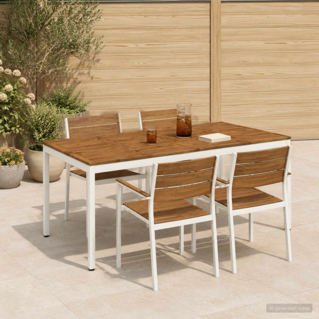 Tavolo da cena da giardino Naturale e Bianco 3394420
