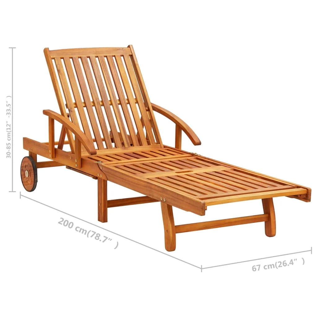 Lettino prendisole sedia a sdraio lettino prendisole letto da giardino mobili da esterno per patio con tavolo e cuscino legno di acacia 02_0012621