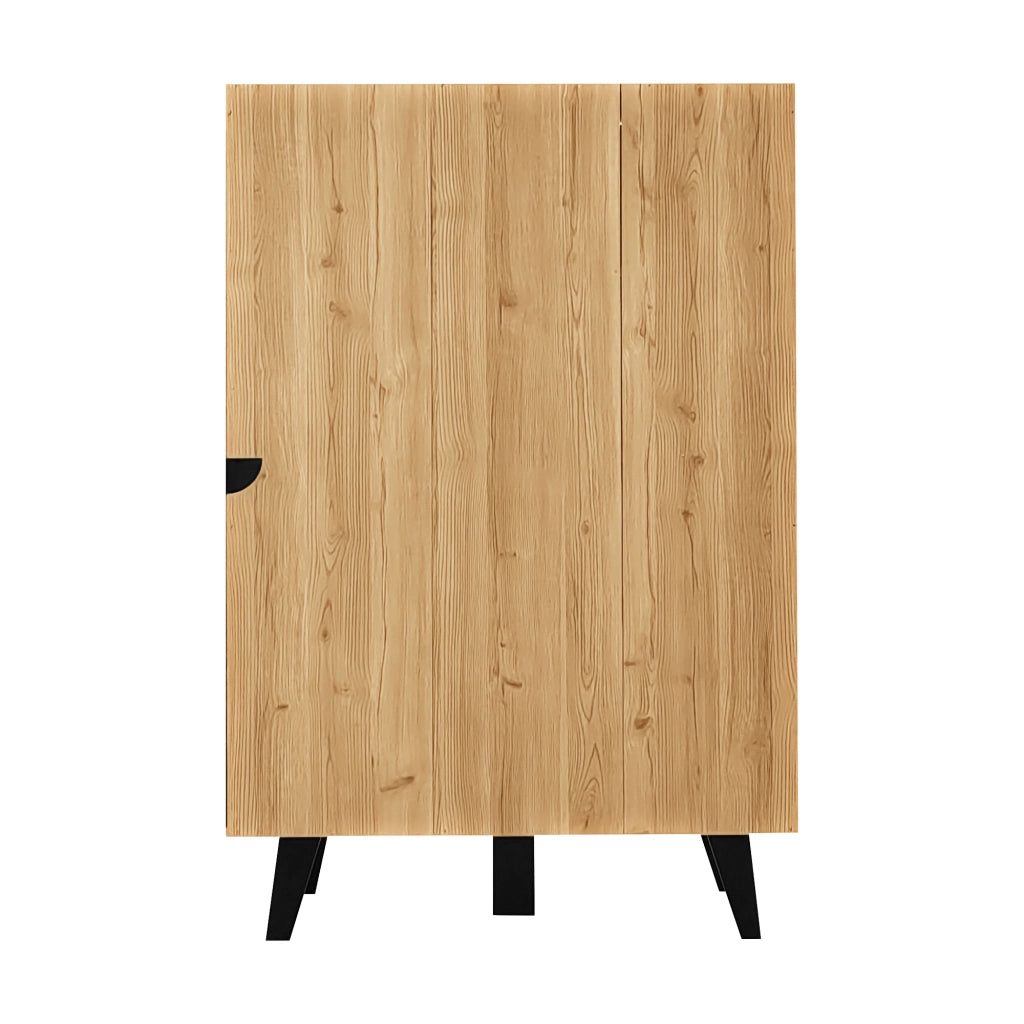 VETRINA con LED 80x120x40 cm in pannello truciolare nero e colore legno