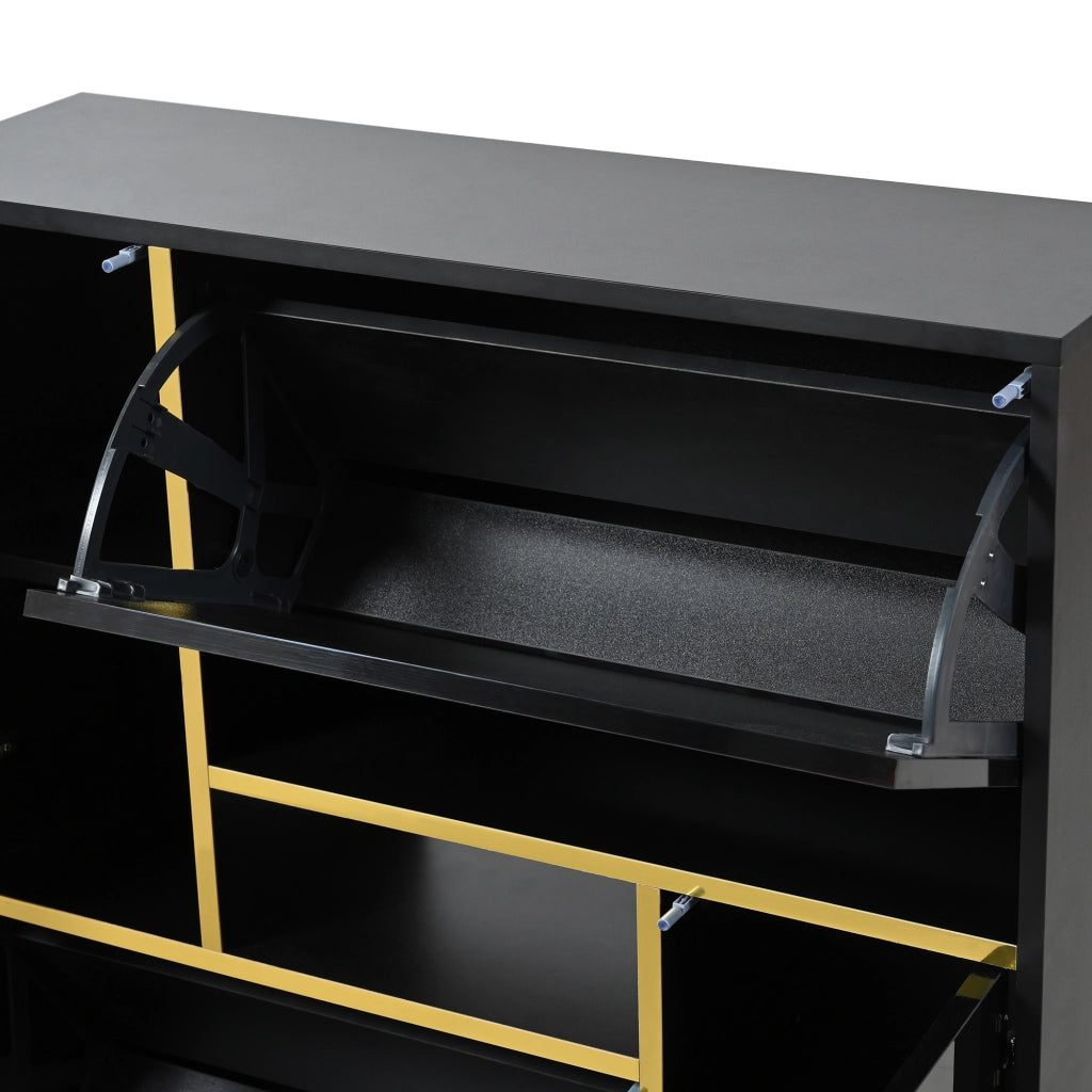 Scarpiera 2 ante con ripiani regolabili LED 16 colori controllabile tramite app nera 80 × 25 × 96 cm