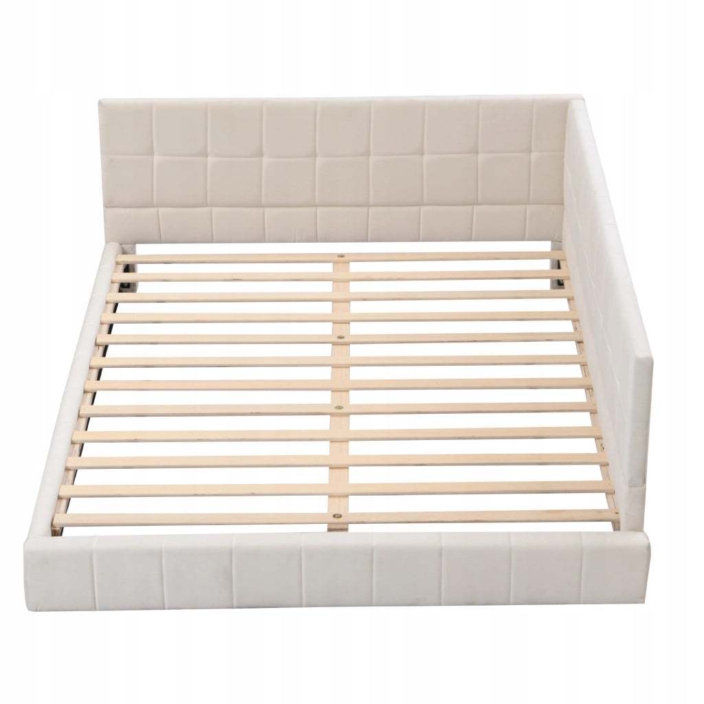 Letto imbottito 140x200 - Xylo - Beige, velluto