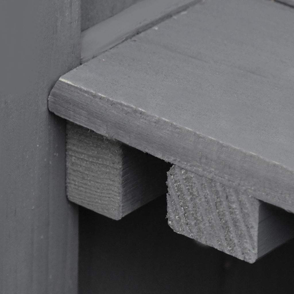 Armadio da giardino in legno verniciato con doppia porta e 2 ripiani grigio resistente alle intemperie