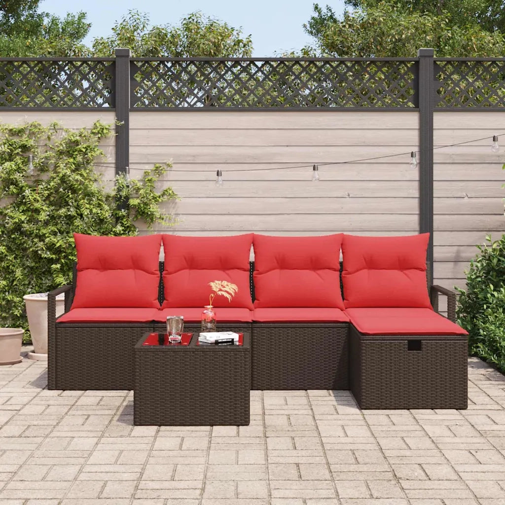 Set Divano da Giardino con cuscino 6 pcs Marrone polyrattan 3360505