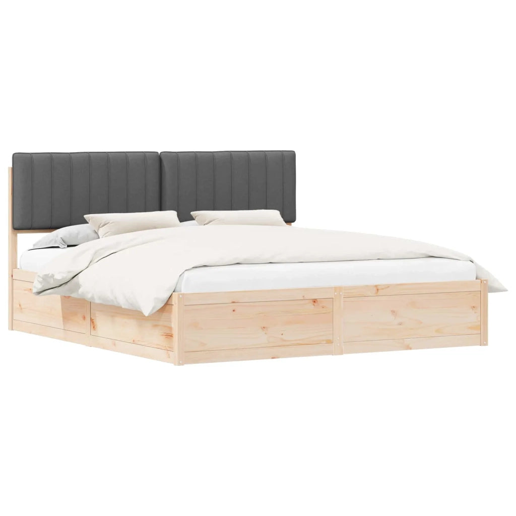 Letto con Testiera Rivestita Grigio scuro 180 x 200 cm