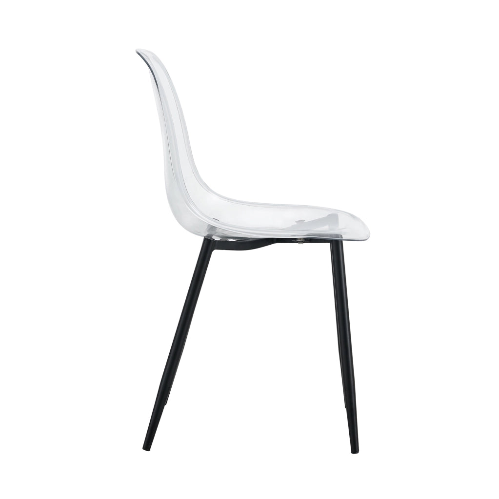 Set 4 sedie da pranzo trasparenti 44x36 cm con gambe in metallo nero