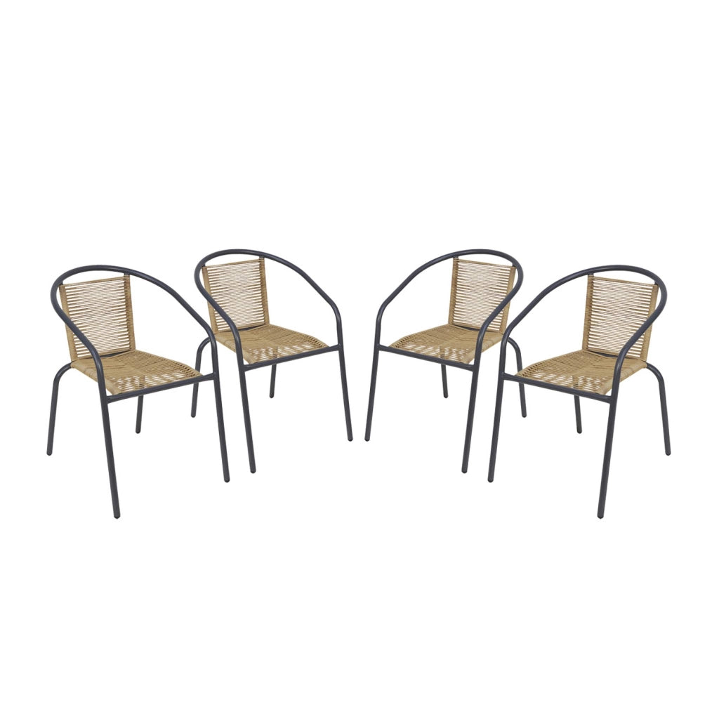Set 4 poltrone da giardino in resina naturale, antracite