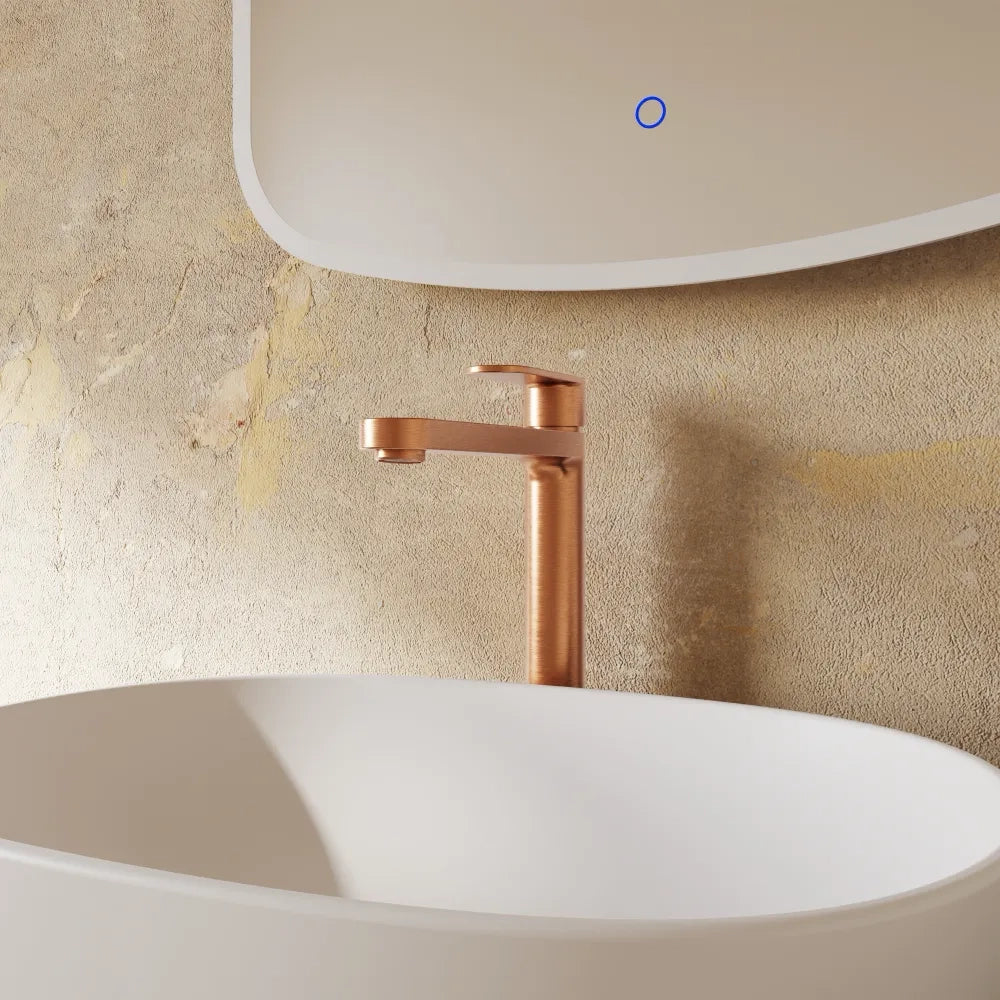Set miscelatori lavabo alto bidet miscelatore esterno doccia rame spazzolato | Margot