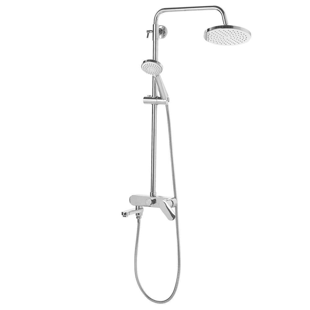 Set Doccia Miscelatore Ottone Argento con Funzione Pioggia Finitura Lucida Glamour Modern