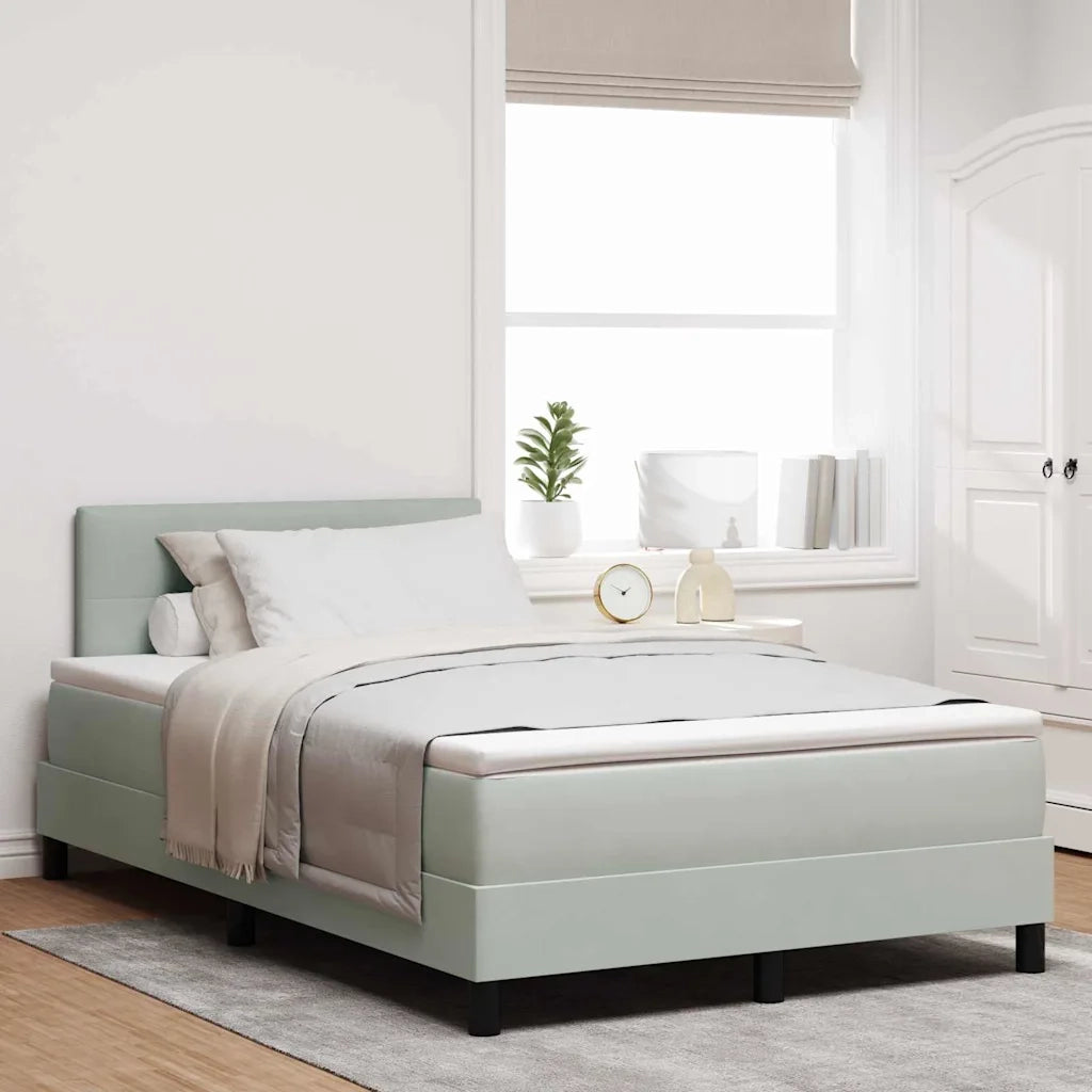Letto a Sorgente LED con led Grigio chiaro 120 x 200 cm Velluto