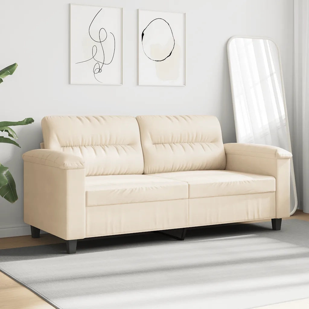 Divano a 2 Posti-Sofa 2 Posti Beige 140 cm in Tessuto Microfibra