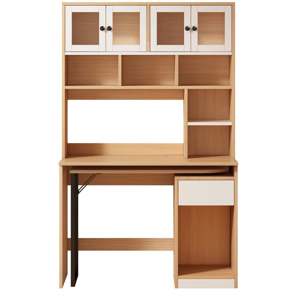 Scrivania girevole con colonna in MDF, bianco naturale, 180 cm