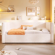 Letto divano singolo 90 x 200 cm con contenitore idraulico e LED multicolore; velluto e MDF; grigio