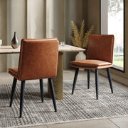 Set di 6 Sedie da Pranzo Moderne in PU con Cuscino Doppio Strato, Metallo, Marrone