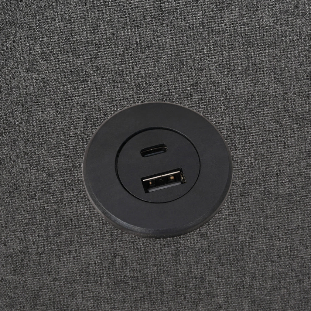 Letto matrimoniale contenitore 180x200 grigio con porte USB e USB-C