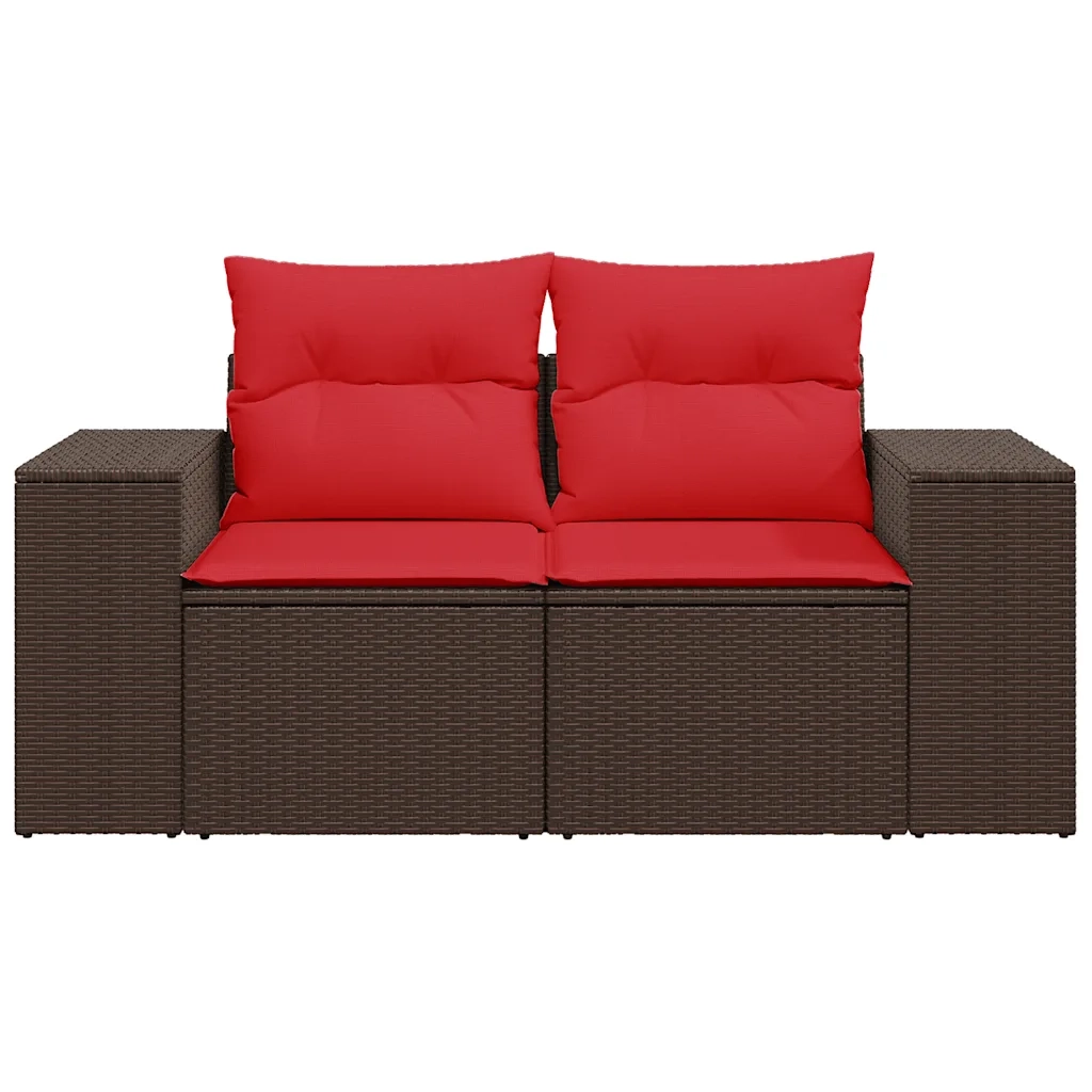 Divano da giardino con cuscini a 2 posti marrone in polyrattan 366237