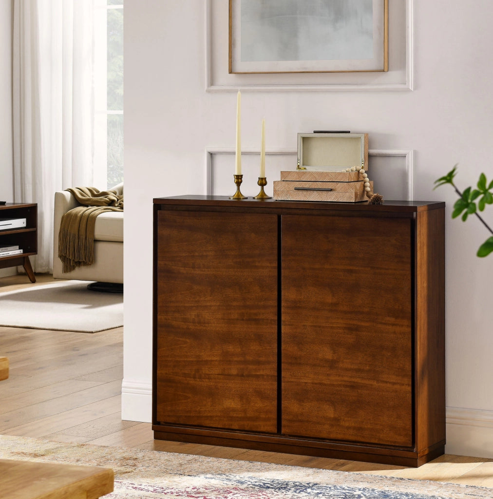 SIDEBOARD con 2 aperture per prese 99x23,5x82,3 cm MDF color noce