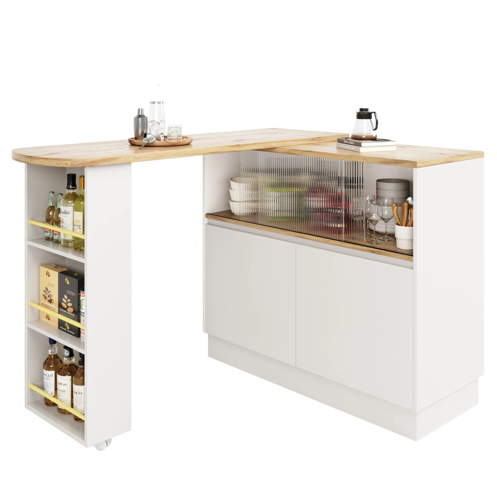 Credenza bar girevole 360° bianca in MDF