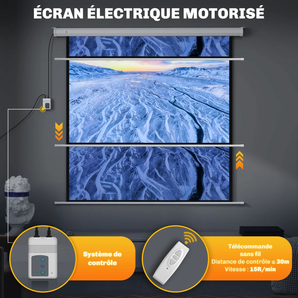 Schermo di Proiezione Motorizzato 85 Pollici 4K HD Elettrico da Parete e Soffitto con Telecomando per Home Cinema e Ufficio