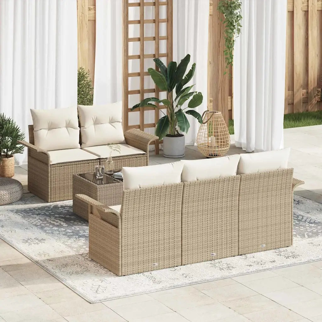 Set di divani con cuscino 6 pcs Beige polyrattan 3345241