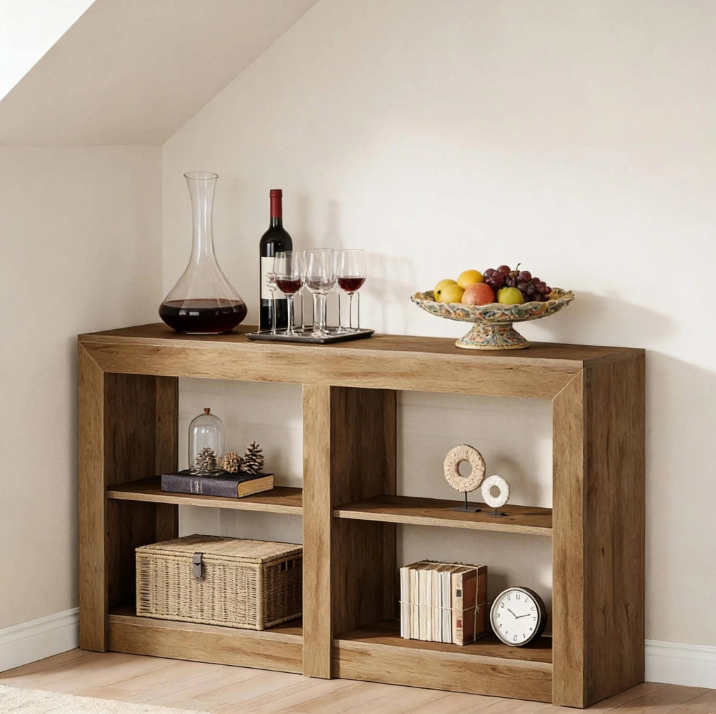 Tavolo Consolle a 3 Ripiani in MDF 150x35x85 cm, Tavolo d'Ingresso Rustico