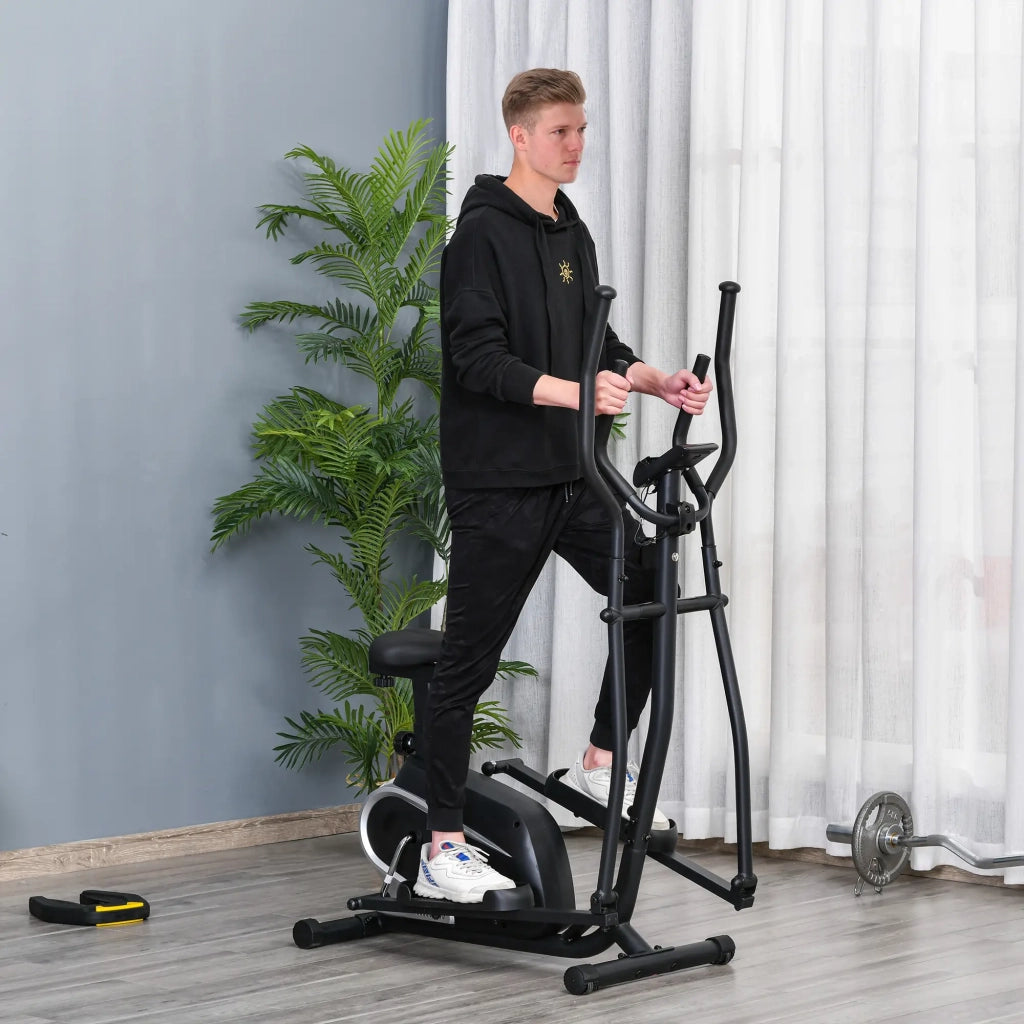 Bici Ellittica Magnetica 8 Livelli con Display LCD Nera